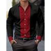 Men's Long-sleeved Shirt with Pattern Design, Fashionable Lapel Button-down Top, Versatile, Casual and Comfortable Men's Top