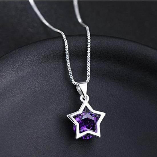 Korean Style Crystal Zirconia Five-Pointed Star Necklace Clavicle Chain