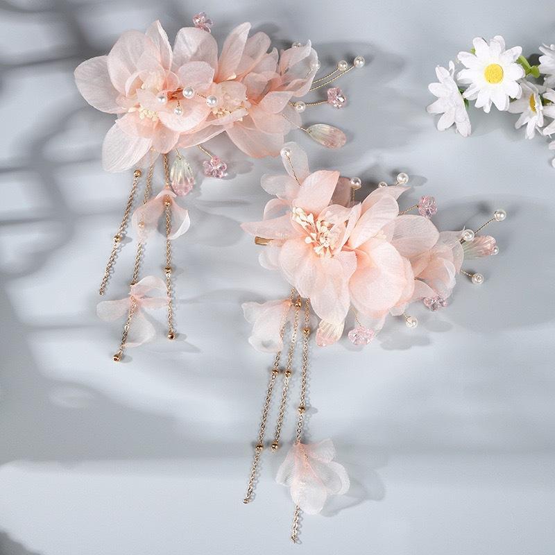 Flower Hair Clips Forks Chinese Hanfu Hair Accessories for Women Hairpin Fork Handmade Vintage Wedding Hair Jewelry Retro Crowns for Girl and Women