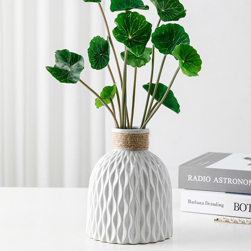 Nordic Ceramic Vase with Hemp Rope – Decorative Bottle for Living Room & Office