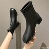 2025 Autumn/Winter New Square Zipper Women's Retro Short Boots with Middle Heel and Ankle Fashion Elastic Socks Women's Boots
