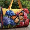 Vintage Quilted Duffel Bag Women Colorful Retro Travel Tote Floral Weekender Bag Overnight Bag for Gym Shopping