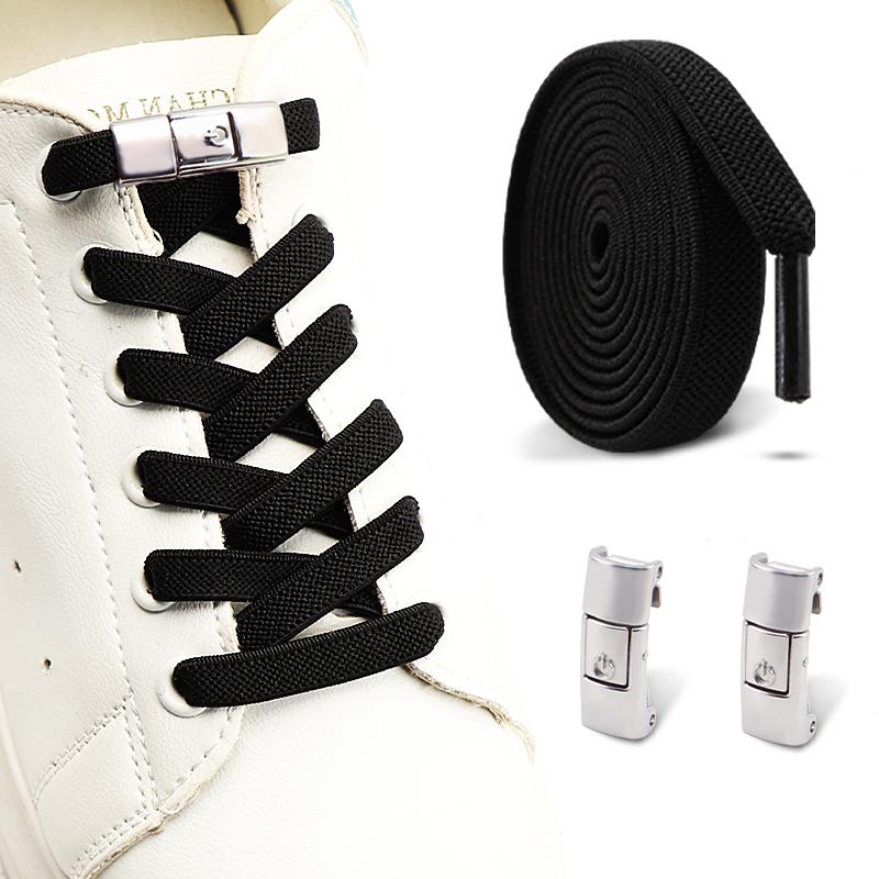 Flat Elastic Shoelace for Sneakers Sport Tieless Shoe Laces Press Lock No Tie Shoelaces One Size Fit All Adult Kids 1Pair/2Pair