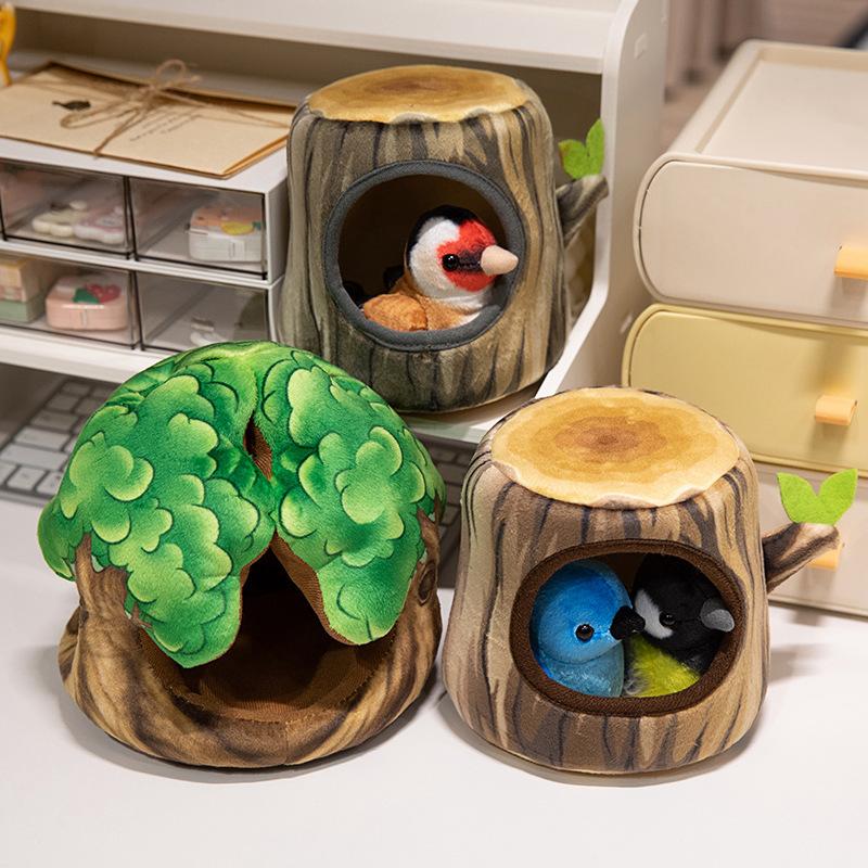 Cute Simulation Bird Tree House Doll Plush Toy Doll Sparrow Nest Doll Home Living Room Ornament