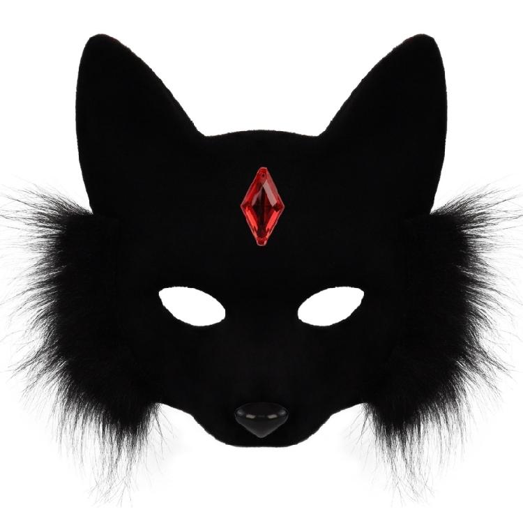 Faux Furs Wolf Foxes Mask Plush Cats Half Face Mask Foxes Cats Wolf Cosplay Costume for Masquerades Halloween Christmas