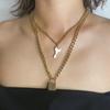 New Lock Pendants Women's Necklaces Multi-layers Geometric Elements Necklace Key Lock Drop Neck Zircon Collares Para Mujer