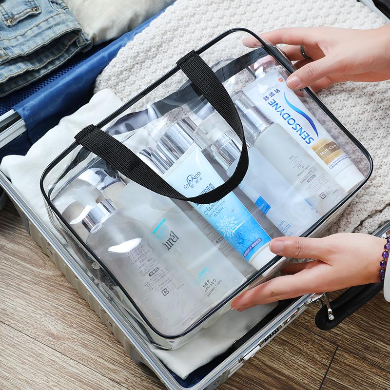 Waterproof Transparent PVC Makeup Bag with Custom Pattern and Large Capacity