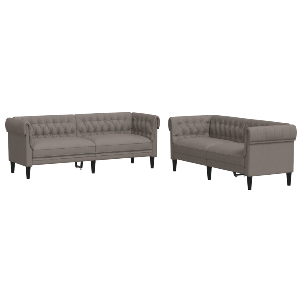 2 Piece Sofa Set Taupe Fabric