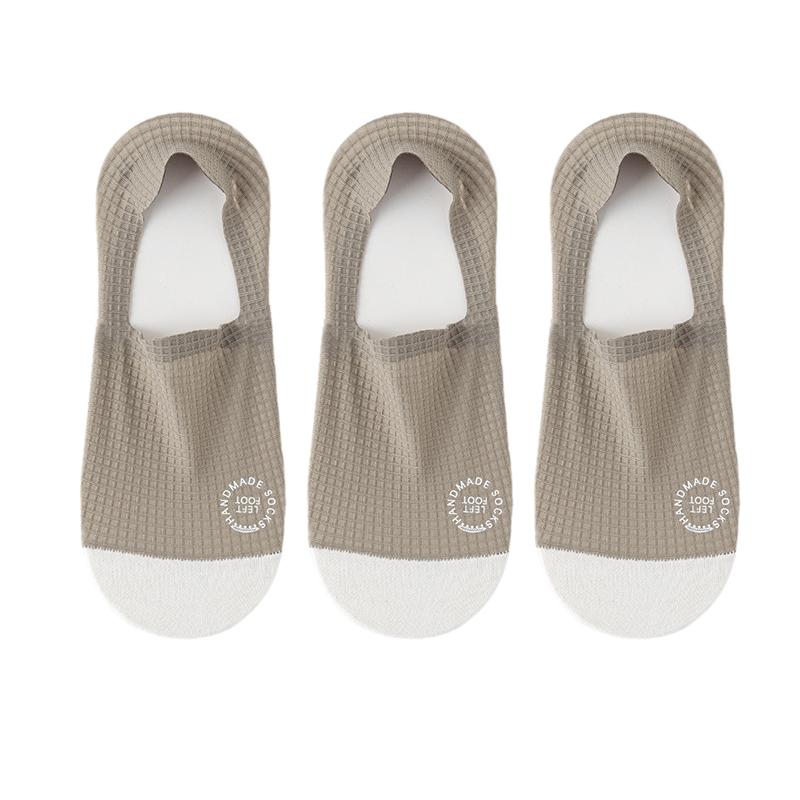 3Pairs Men's Invisible Socks Thin Breathable Comfortable High Quality Waffle Pattern Boat Sock Sweat-absorbing Casual Mesh Sox