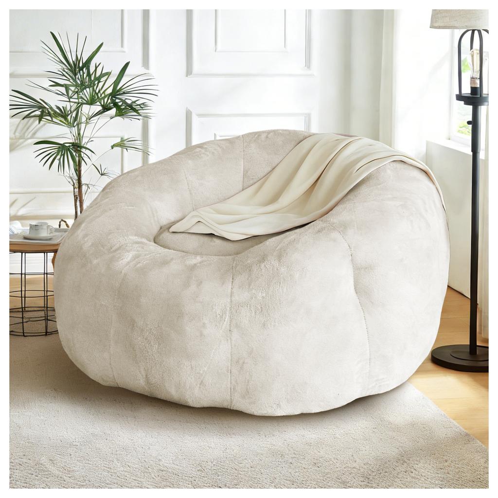 Large Round Bean Bag Lounge Chair with Enhanced Stability for Versatile Living Room and Bedroom Relaxation