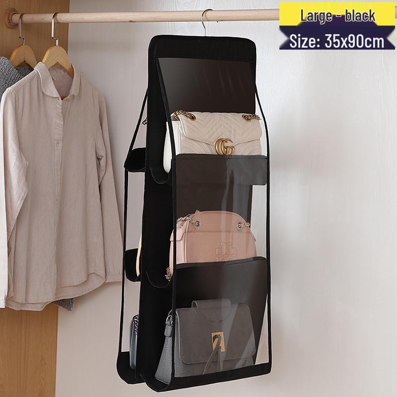 Double-Sided Transparent Hanging Organizer with Six Storage Pockets - Dustproof Wardrobe Bag