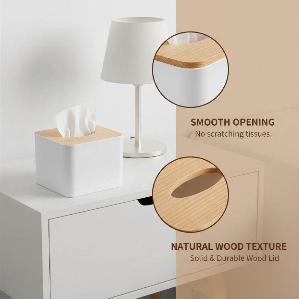 Removable Wood Cover Tissue Box Holder Square Storage Organizer Kitchen Tissue Organizer Home Use