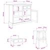Kitchen Island Set with Door 3 pcs White and Honey Wax Solid Pine