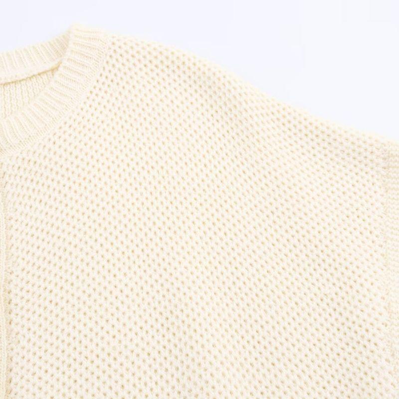 Kaslead New Women clothes Western Style Fashion Simple round Neck Fishing Net Needle Waistcoat Sweater vest Cardigan