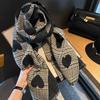 New Autumn and Winter Double Sided Big Love Plaid Small Fragrant Scarf Style Versatile Shawl Korean Style Warm Scarf