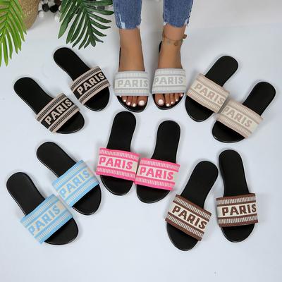 Summer New Large Size Open-toed Cool Slippers Fashion Casual Soft Bottom One-word Slippers Versatile Slippers