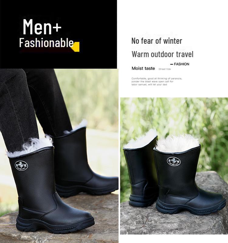 Real Wool Waterproof Winter Boots -40°F, Non-Slip Genuine Leather