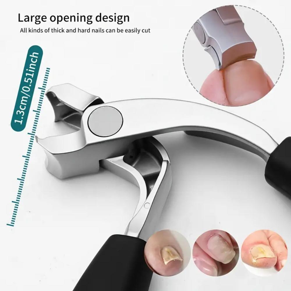 Stainless Steel Nail Clippers With Curved Blades, Portable Anti-Splash Toenail Clippers, Manicure Tool For Thick Nails