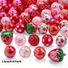 20 Stück Gemischte Rote Runde Erdbeer-Acrylperlen Leicht für DIY Armband Halskette Party-Dekoration Bastelzubehör