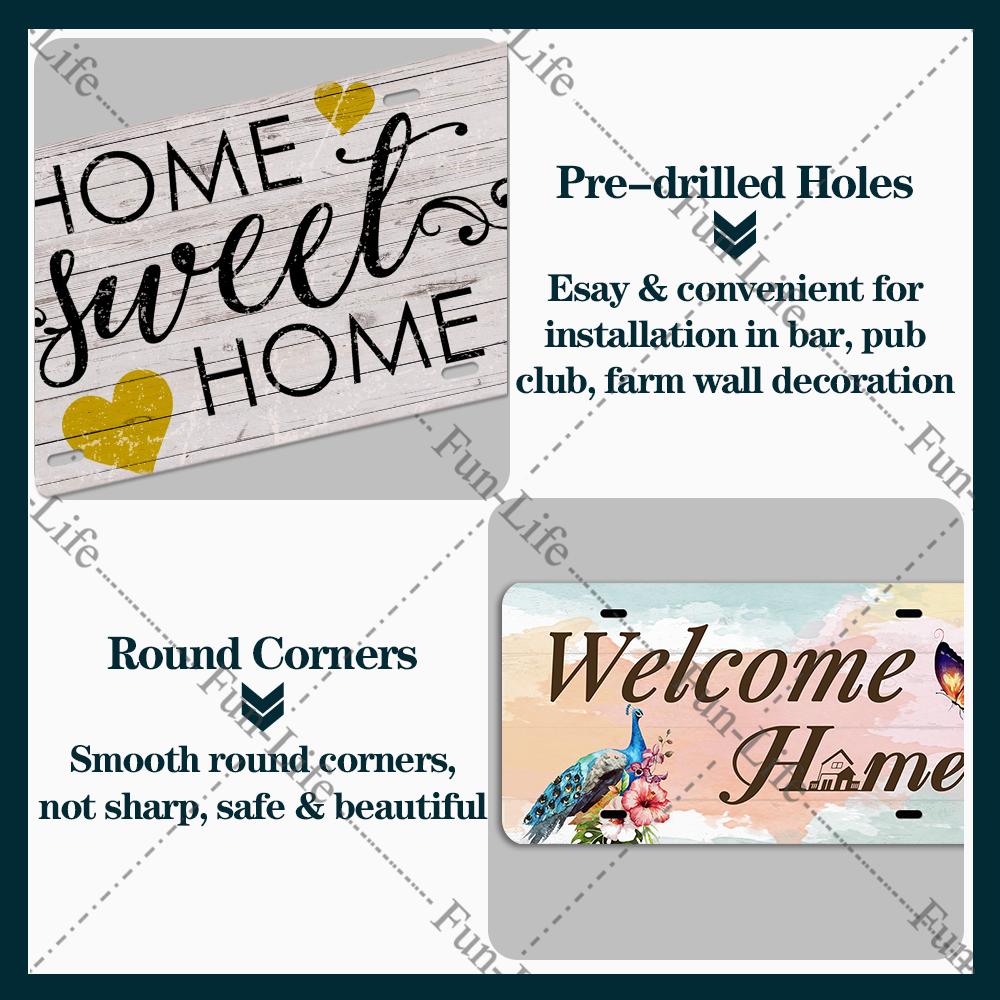 Welcome Home Metal Poster, Tin Signs, Vintage Pet, Family Hanging Plates, Plaque, Bar, Pub, Garden, Farm, Home Wall Decor