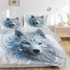3pcs Enchanted Moonlit Wolf Design Print Bedding Set (1 Cover + 2 Pillowcases, Without Inserts), This Printed Bedding Set Is Soft and Comfortable