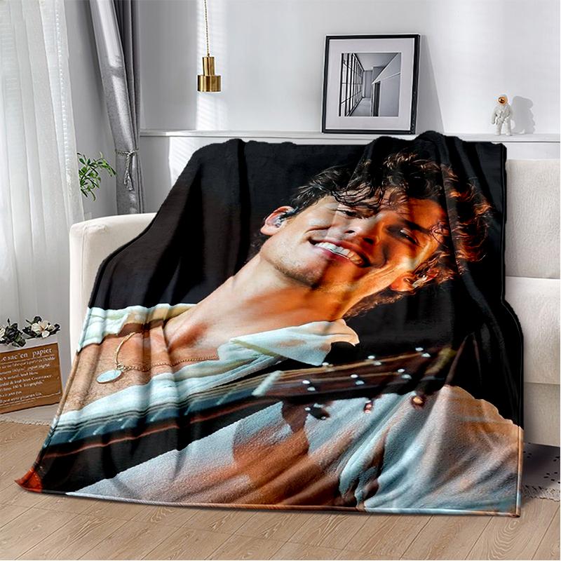 3D Shawn Mendes Handwritten Singer Soft Plush Blanket,Flannel Blanket Throw Blanket for Living Room Bedroom Bed Sofa Kid Gift