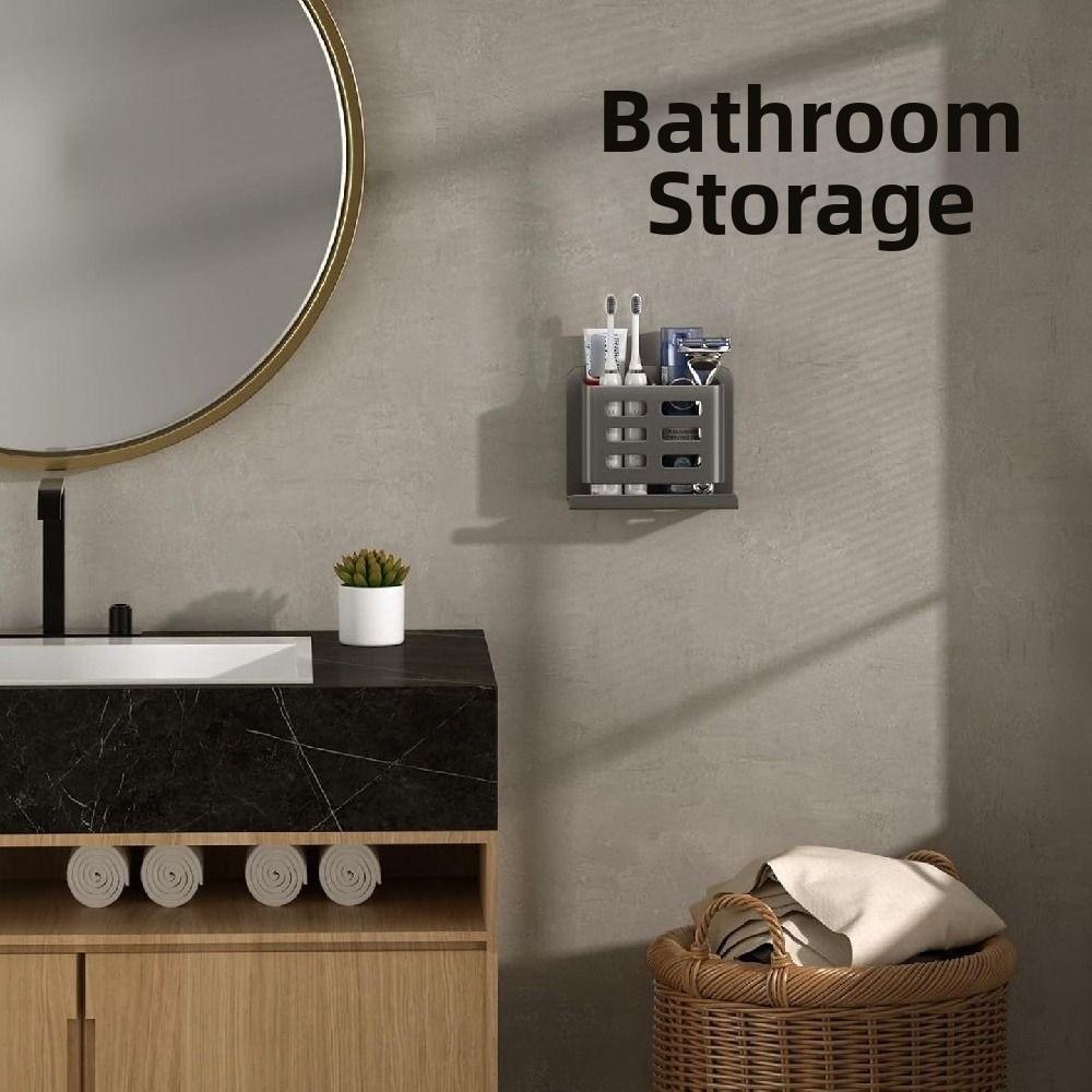 Self Adhesive Bathroom Storage Rack No Punching Utensil Rack Shaver Storage Stand Kitchen