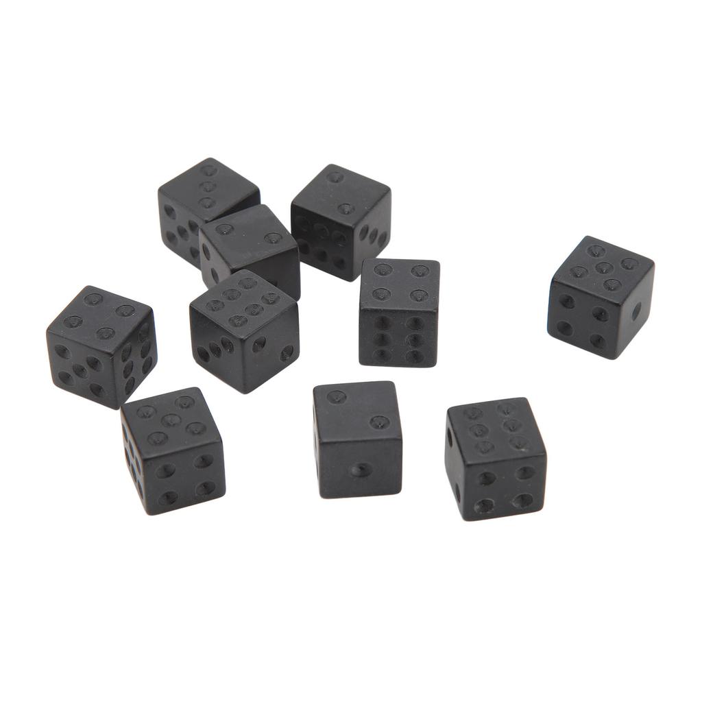 30Pcs Hexahedral Dice Right Angle Pure Black Plastic for Classroom Board Game Party Favor Fun