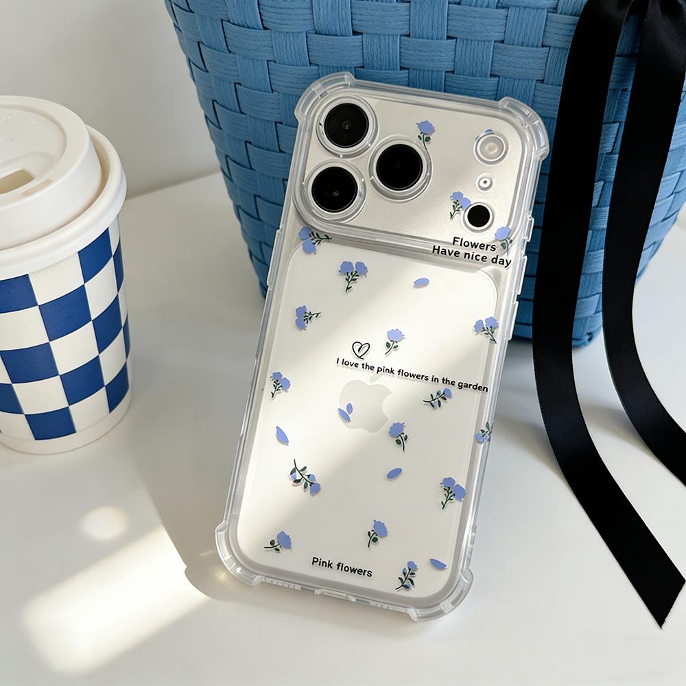 Blue rose applies to Apple Huawei vivo Xiaomi oppo glory transparent iPhone11 anti-drop mobile phone case for women