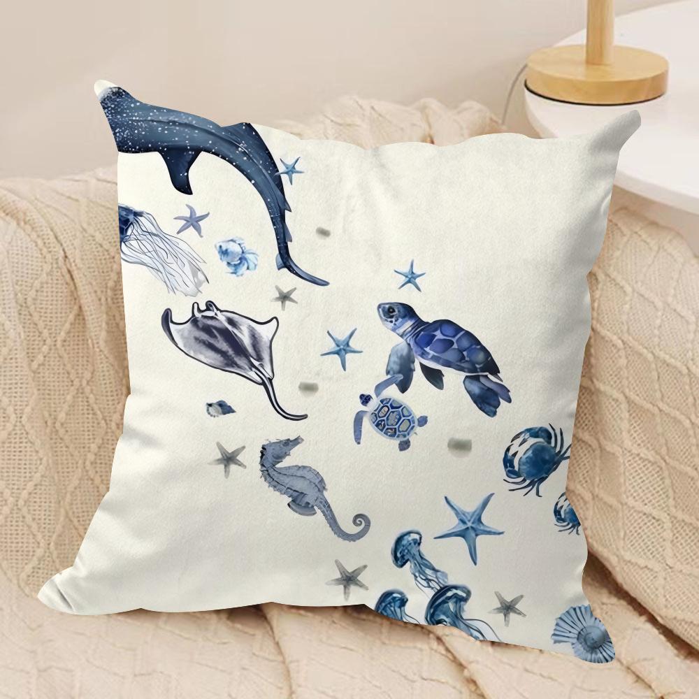 Oean Animals Cushion Cover Silky Short Plush Double-Sided Printed Pillow Case for Sofa All Seasons Home Decor Gift