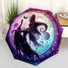 1pc Witch Moon Phase Stained Glass Auto Open Close Umbrella - Portable Tri-Fold Design with 8-Bone Iron Frame, Outdoor for Fans, Travelers, Daily Use,