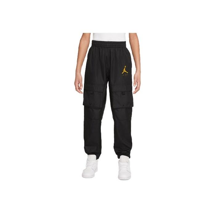 Jordan Logo Print Big Pocket Casual Pants Kids Bottoms Black DQ8143-010