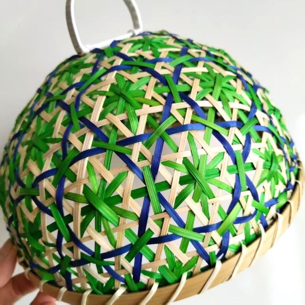 Hand-woven Rattan Fruit Plate Round Shape Insect Proof Round Lid Basket Style Cover Design Dining Table Cover