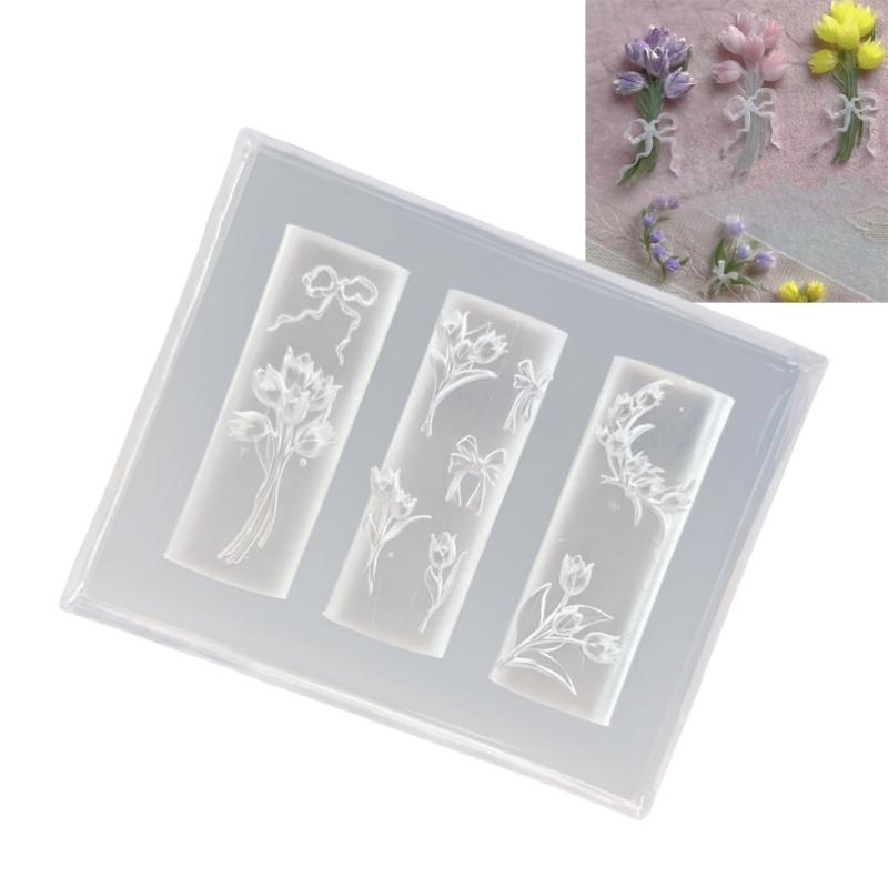 Nail Art Moulds Silicone Template Nail Designing Tool Flower Theme Silicone Handmade Molds for Manicure Creation