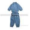 Korean Style Winter Fleece Set: High Neck Half-Zip Top & Joggers for Boys and Girls
