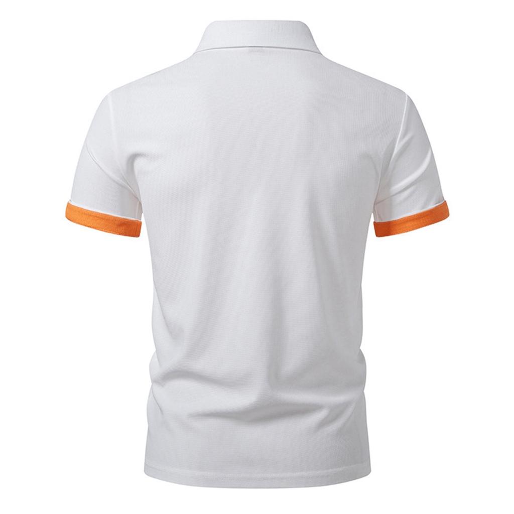 Men's Summer Colorblock Botton Short Sleeve Top Men's Casual Fashion Shirt