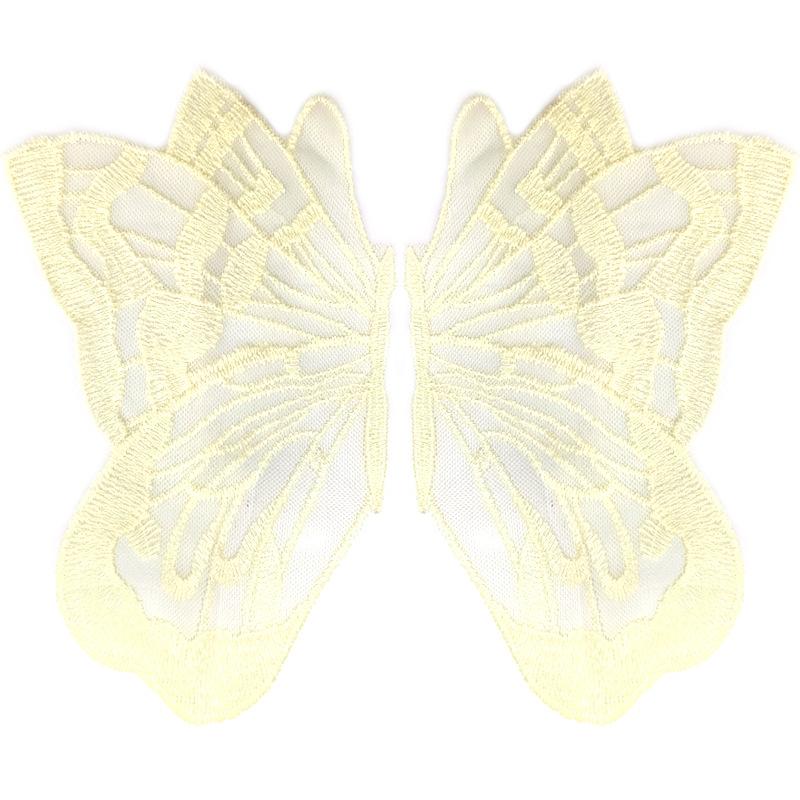 Spitzennetz-Stickerei Schmetterling-Aufkleber Beige zu Blumen transparentes Netz-Bodenstickerei DIY-Spitzenzubehör symmetrische Blumenteile