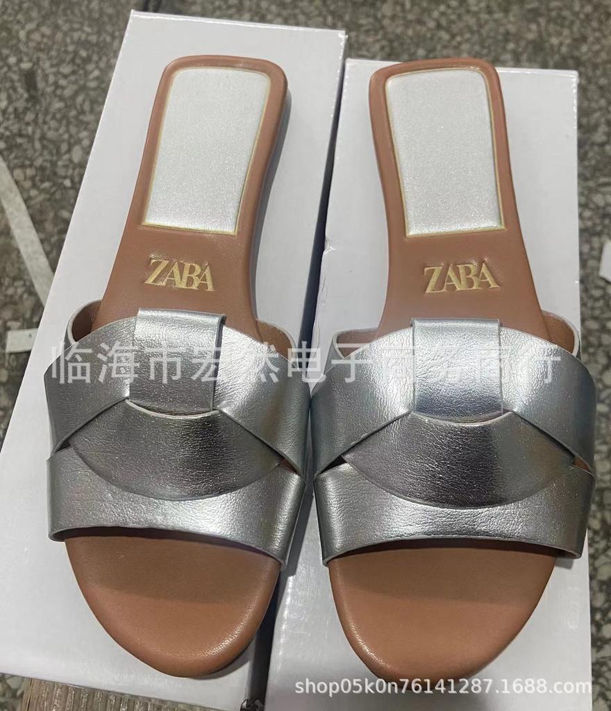 Summer new square head cross flat simple women's slippers outside to wear women Slipper P615