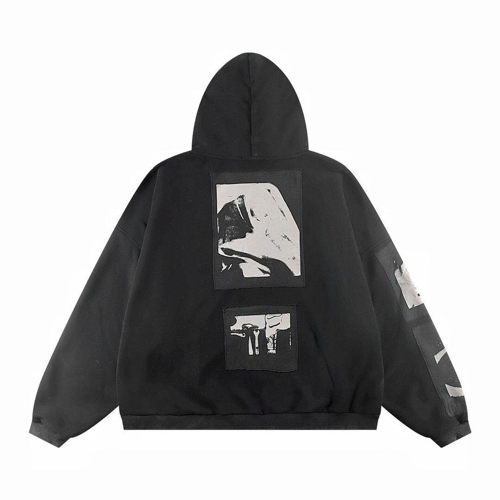 ERD Vintage Madonna Illustration Zipper Hoodie for Men