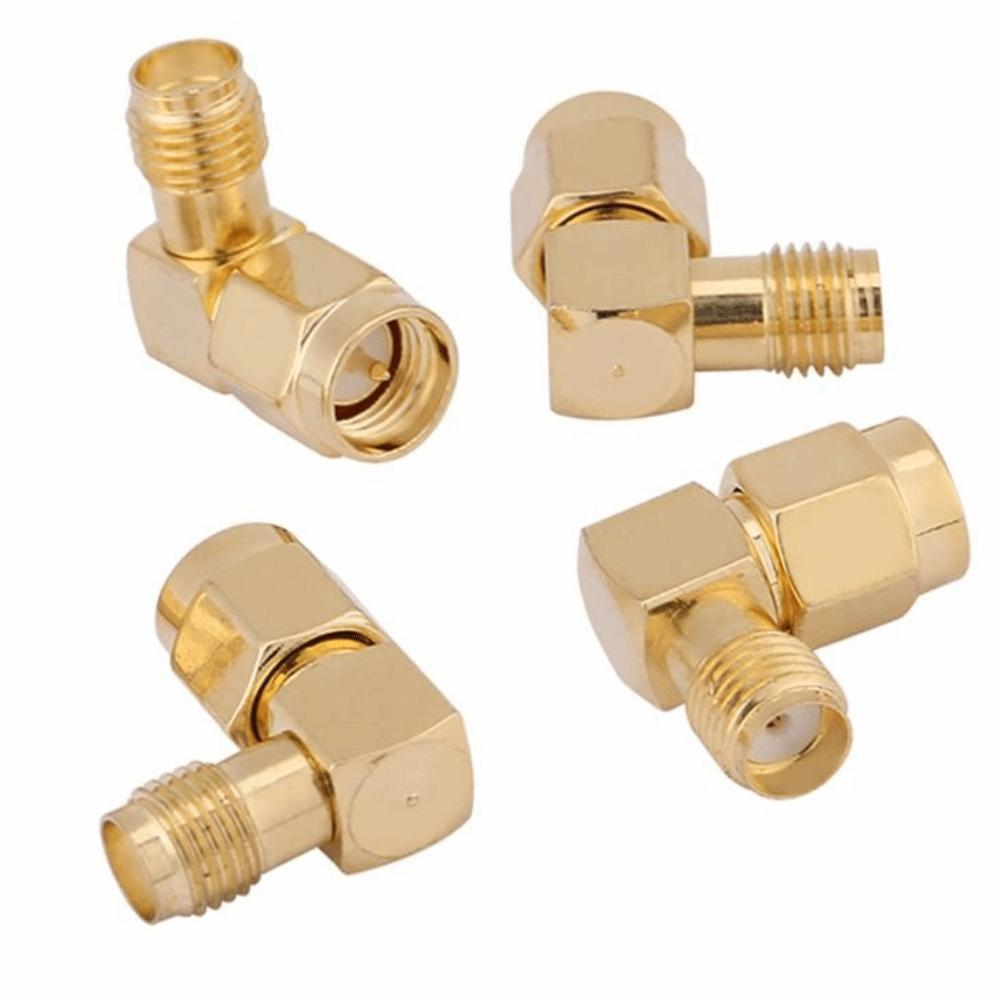 4PCS 90 Degree SMA Male To Female Adapter Gold Plated Contacts Right Angle Design Connection Adapter Right Angle Connector