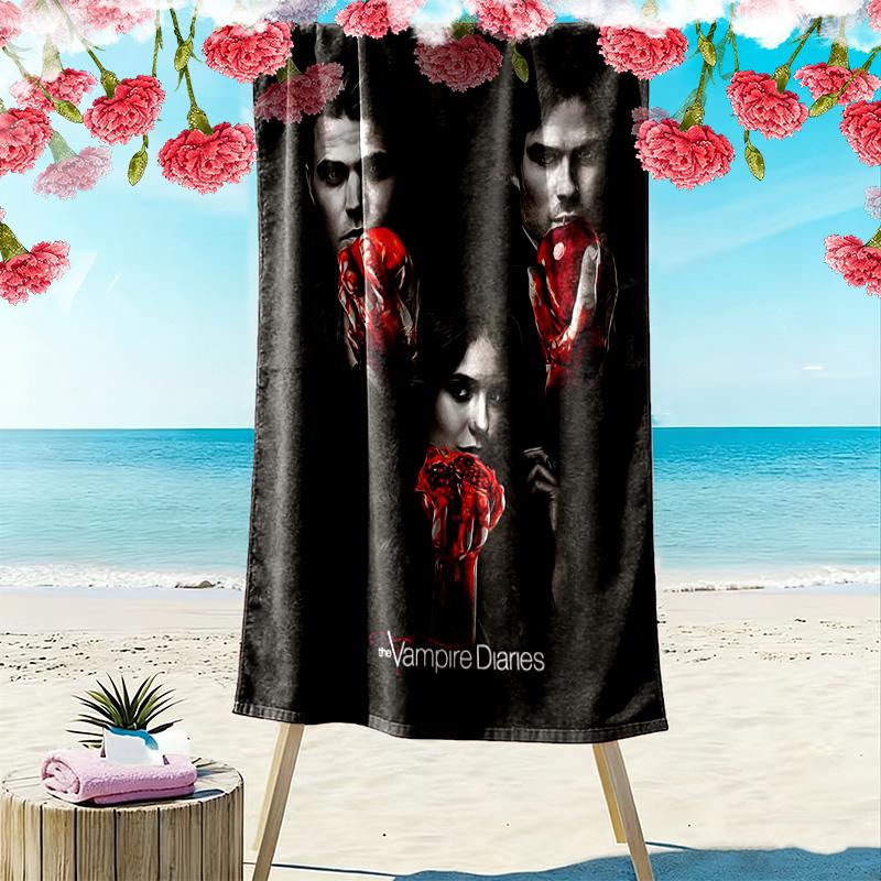 Vampire Diaries Print Strandtuch, Großes Weiches Schnelltrocknendes Handtuch für Strand Camping Schwimmen