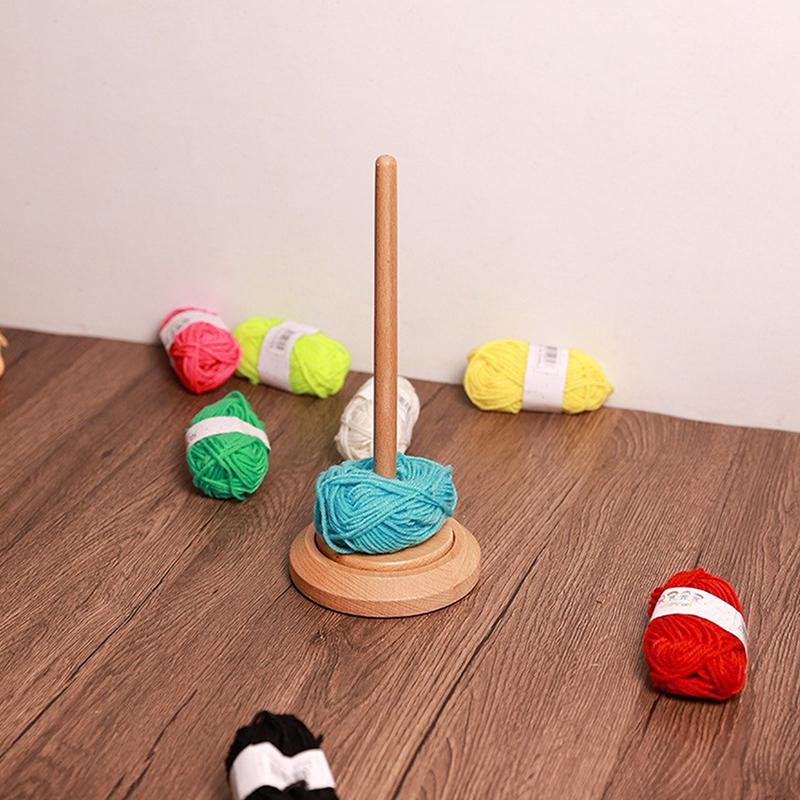 Double Wooden Yarn Holder Rotatable Wooden Yarn Skein Spinner Revolving Yarn Ball Stand Stable Yarn Holder Dispenser