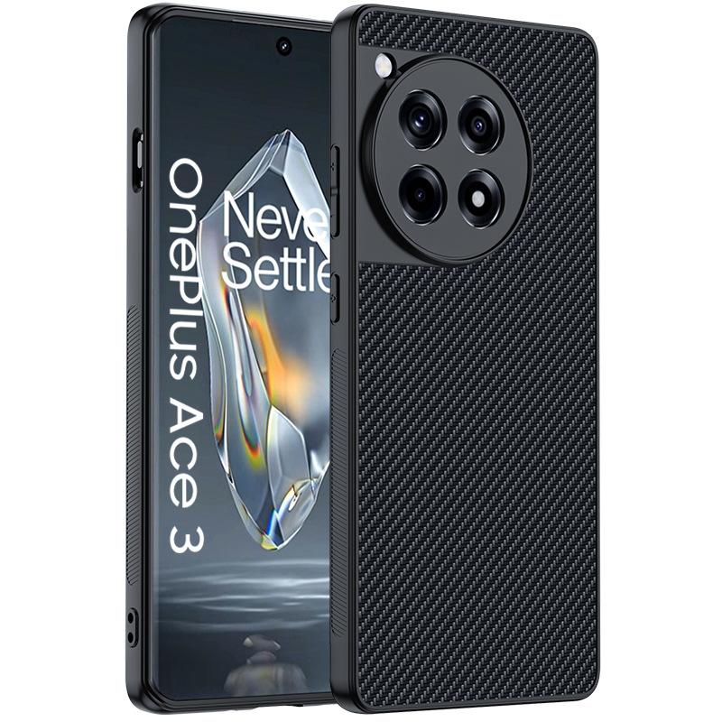 Suitable for OnePlus ACE3 mobile phone case Carbon fiber Kevlar pattern anti-drop ultra-thin OnePlus12R leather case protective case oneplus ace 3