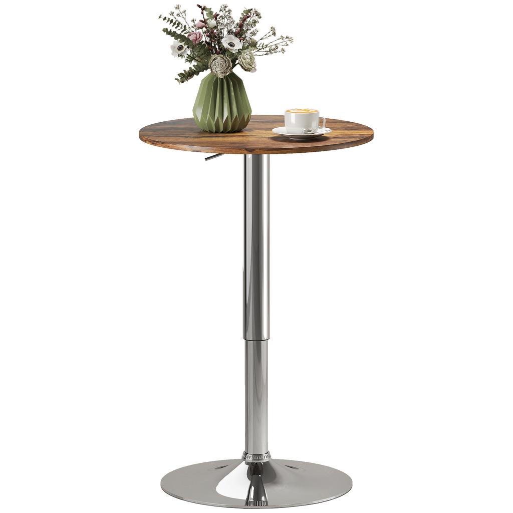 Bar Table Bistro Table, Adjustable Height 67-93 cm, 360 Swivel Top, Brown