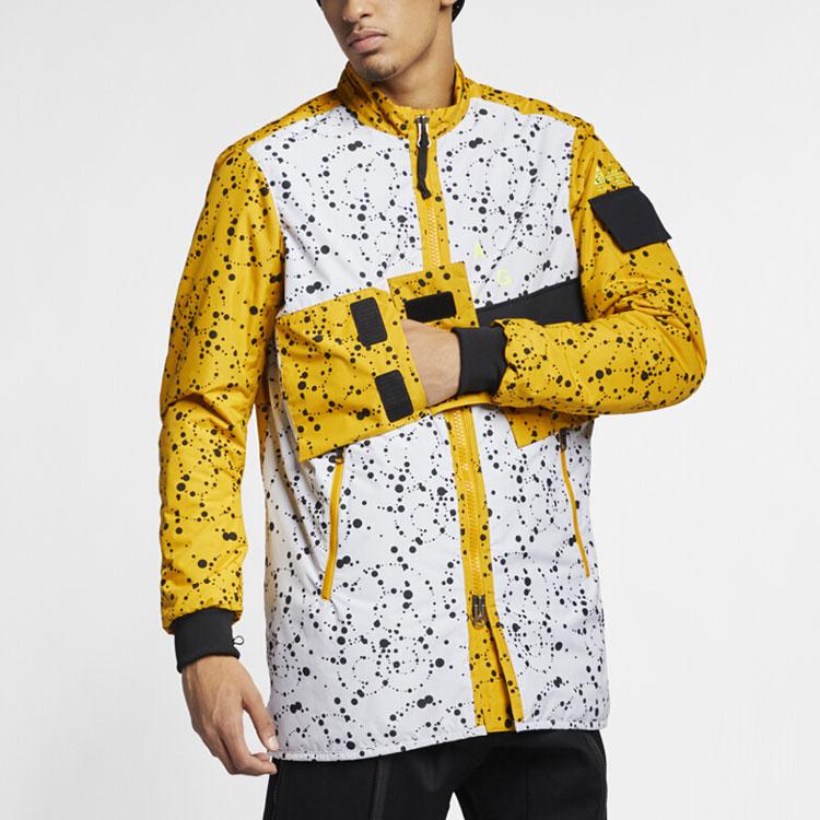 Nike Giacca Uomo ACG Isolata con Schizzi di Inchiostro e Cuciture Giacca Uomo Bianco Giallo AQ3531-100