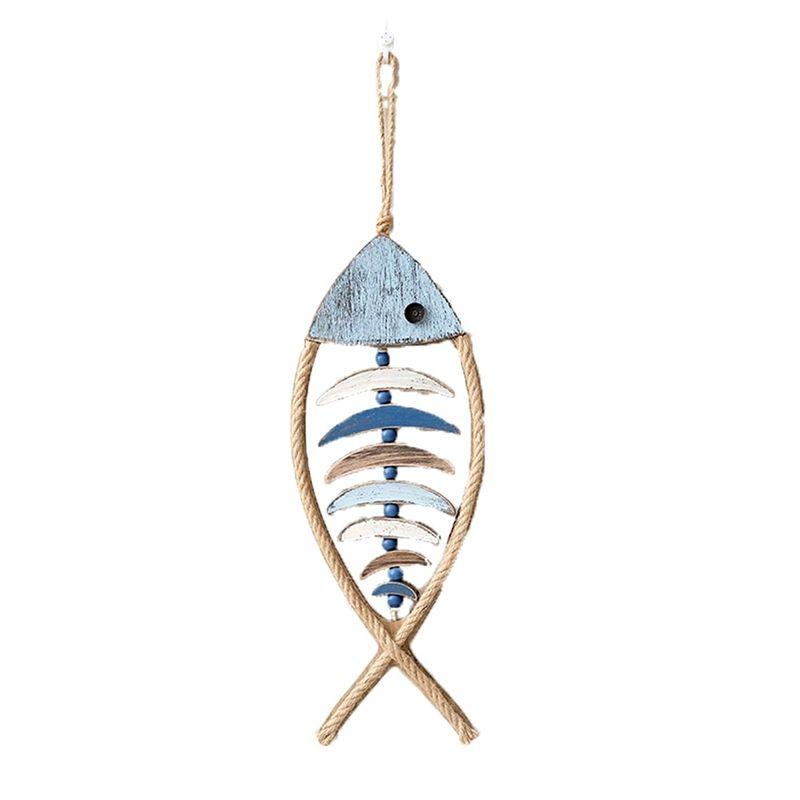 

AEE4-Wooden Fish Wall Decor, Antique Nautical Fish Decoration, Hand Carved Fish Wall Decor, For Mediterranean Beach Theme