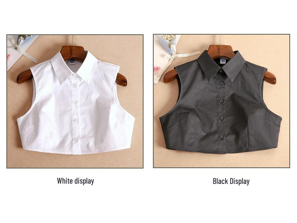 New Versatile Girls' Decorative Collar - Black & White Cotton for Autumn/Winter