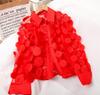 French Court-Inspired 3D Floral Chiffon Blouse with Hollow Lantern Sleeves