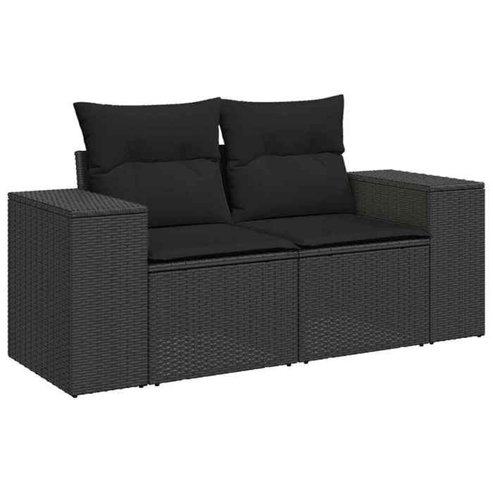 VidaXL Salon de jardin 5 pcs avec coussins noir résine tressée 3269135