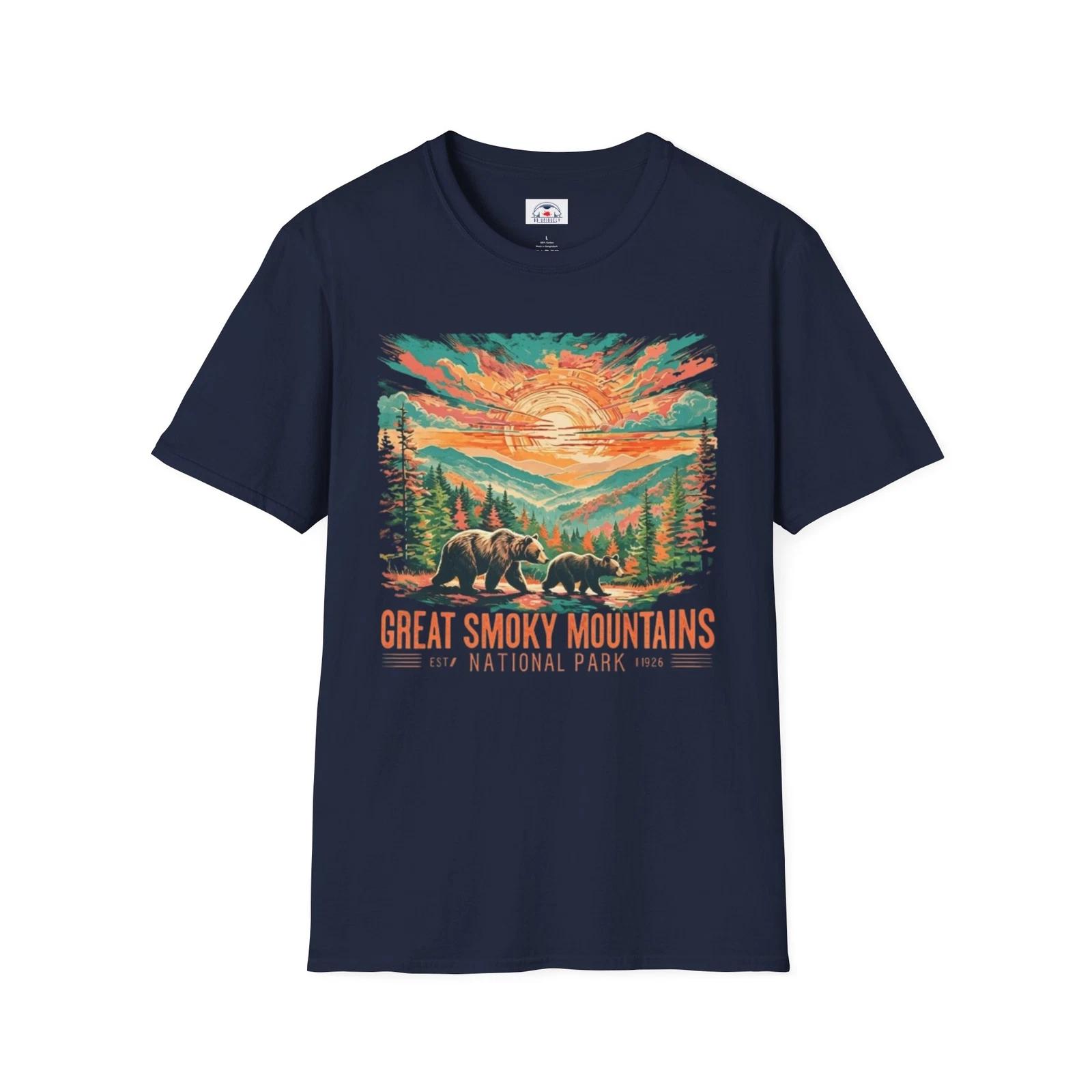 Great Smoky Mountains Retro T-Shirt, Nature Lover Gift Family Vacation tee 4XL